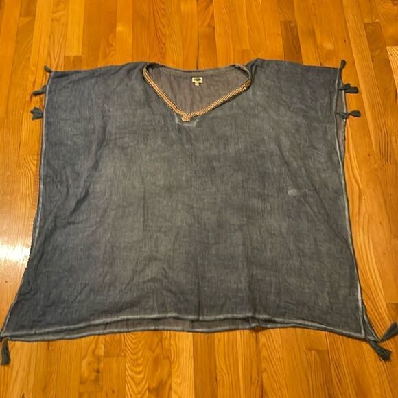 Dolma Linen Swim Coverup - Blue OS - Picture 6 of 9